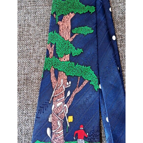 Tie 70s 80s 90s Y2K Mens A Rogers Blue Green Golf Statement 3.75 Wide 56 Long - Picture 3 of 7